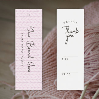 Cartes De Visite Étiquette de prix de tricot en fil rose Simple Blu