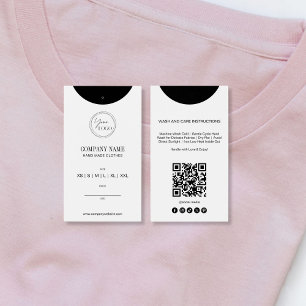 Cartes De Visite Étiquette de prix de vêtement avec code QR minimal