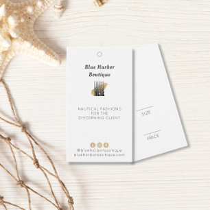 Cartes De Visite Étiquette de prix de vêtements blancs avec logo et