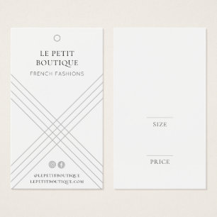 Cartes De Visite Étiquette de prix de vêtements gris géométrique él