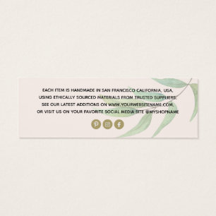 Cartes De Visite Étiquette de prix de vêtements Simple Eucalyptus B