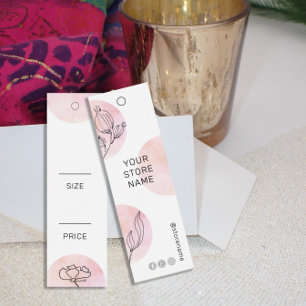 Cartes De Visite Étiquette de prix suspendue Fleurs aquarelle rose