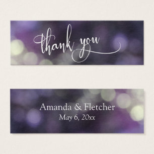 Cartes De Visite Étiquette de remerciement de mariage Bokeh Violet