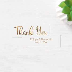 Cartes De Visite Étiquette de remerciement de mariage simple en or