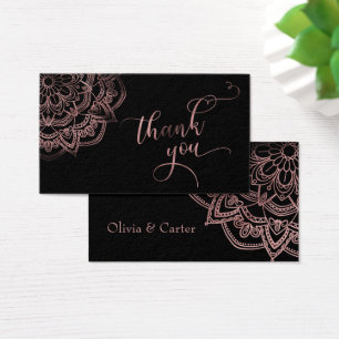 Cartes De Visite Étiquette de remerciement Mandala Rose Gold sur fo