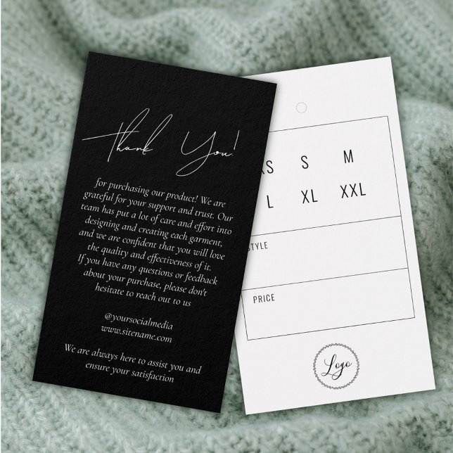 Cartes De Visite Étiquette de remerciement pour vêtements professio (Créateur téléchargé)