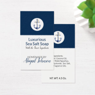 Cartes De Visite Étiquette de Savon Artisanal à l'Argile et au Sel 