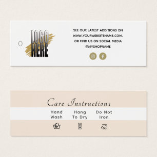 Cartes De Visite Étiquette de soin de lavage de vêtement avec logo 