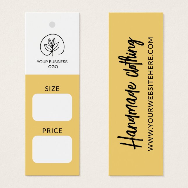 Cartes De Visite Étiquette de taille et de prix de vêtements faits  (Devant & derrière)
