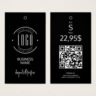Cartes De Visite Étiquette de vêtement avec code QR noir et blanc d