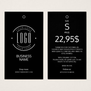 Cartes De Visite Étiquette de vêtement noir et blanc de logo modern