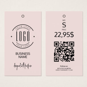 Cartes De Visite Étiquette de vêtements à code QR rose blush avec l