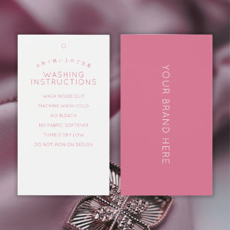 Cartes De Visite Étiquette d'instructions de lavage rose simple