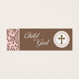 Cartes De Visite Étiquette Enfant de Dieu - Faveur rose
