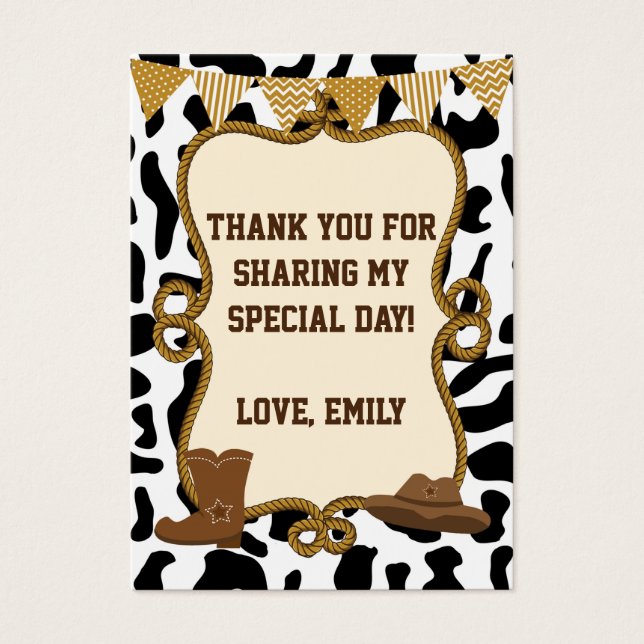 Cartes De Visite Étiquette Étiquette cadeau Cowboy (Devant)