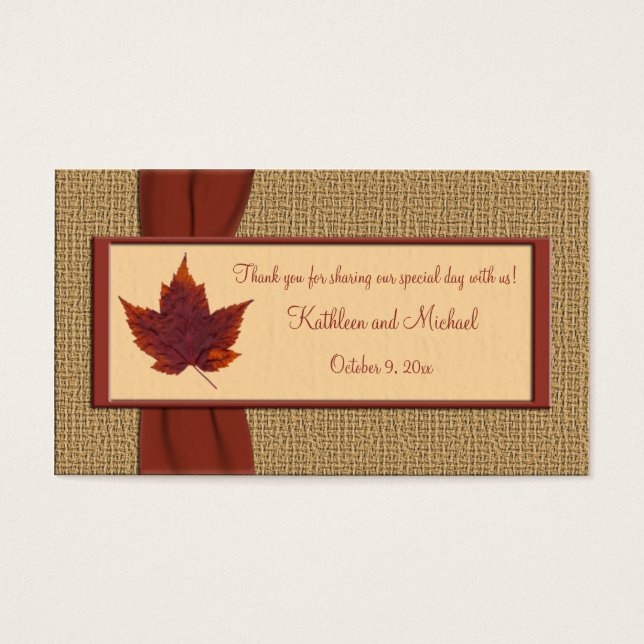 Cartes De Visite Étiquette Favorite Mariage Feuille automne (Devant)