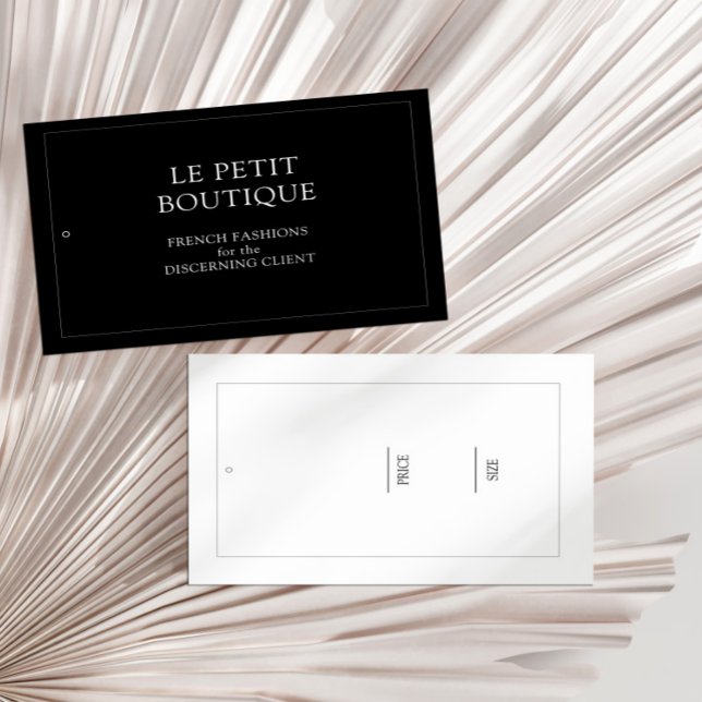 Cartes De Visite Étiquette minimaliste de mode noire - Prix de susp (Créateur téléchargé)