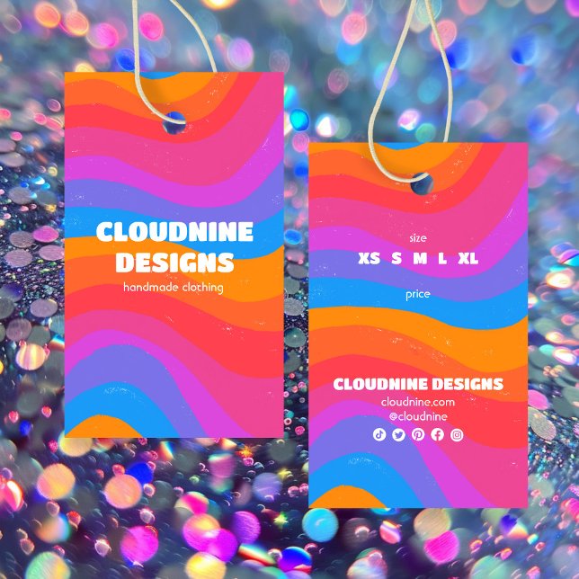 Cartes De Visite Etiquette Rainbow Wave CUSTOM Taille des vêtements (Rainbow Wave CUSTOM Clothing Size Price Hang Tag
)