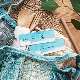 Cartes De Visite Étiquette Turquoise Aquarelle Blanc Moderne Prix