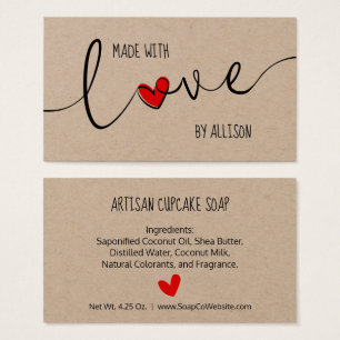 Cartes De Visite Étiquettes Cadeaux Kraft Faits Avec Amour Typograp