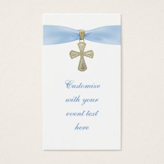 Cartes De Visite Étiquettes de bombonière Baby Blue Cross