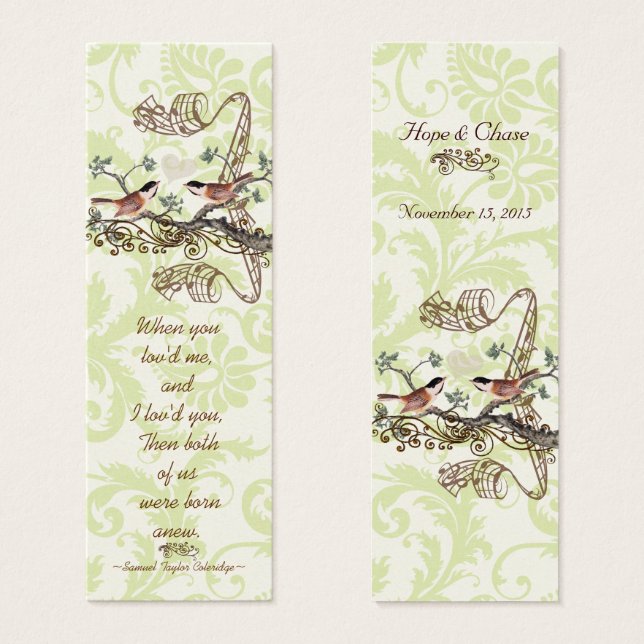 Cartes De Visite Étiquettes de mariage oiseaux vintage (Devant & derrière)