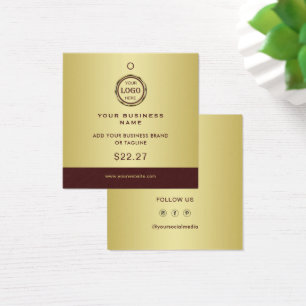 Cartes De Visite Étiquettes de prix à design or rouge foncé, logo o