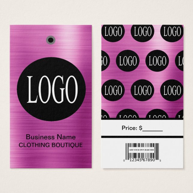 Cartes De Visite Étiquettes de prix avec code-barres et logo violet (Devant & derrière)