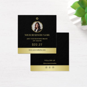 Cartes De Visite Étiquettes de prix avec design noir et or, Logo ou
