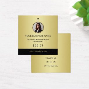 Cartes De Visite Étiquettes de prix avec design noir et or, Logo ou