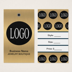 Cartes De Visite Étiquettes de prix de bijoux avec logo noir et or