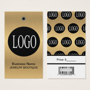 Cartes De Visite Étiquettes de prix de bijoux avec logo noir or et