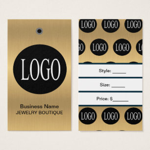 Cartes De Visite Étiquettes de prix de bijoux avec logo noir or et