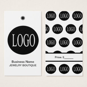Cartes De Visite Étiquettes de prix de logo noir et blanc pour bijo