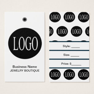 Cartes De Visite Étiquettes de prix de logo noir et blanc pour bijo
