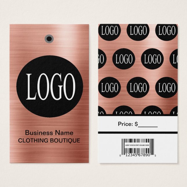 Cartes De Visite Étiquettes de prix Logo Or Rose avec Code-Barres  (Devant & derrière)