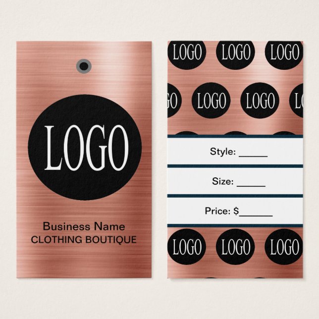 Cartes De Visite Étiquettes de prix Logo Or Rose avec Code-Barres  (Devant & derrière)
