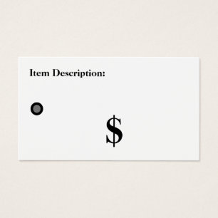 Cartes De Visite Étiquettes de prix personnalisables Black & W pour