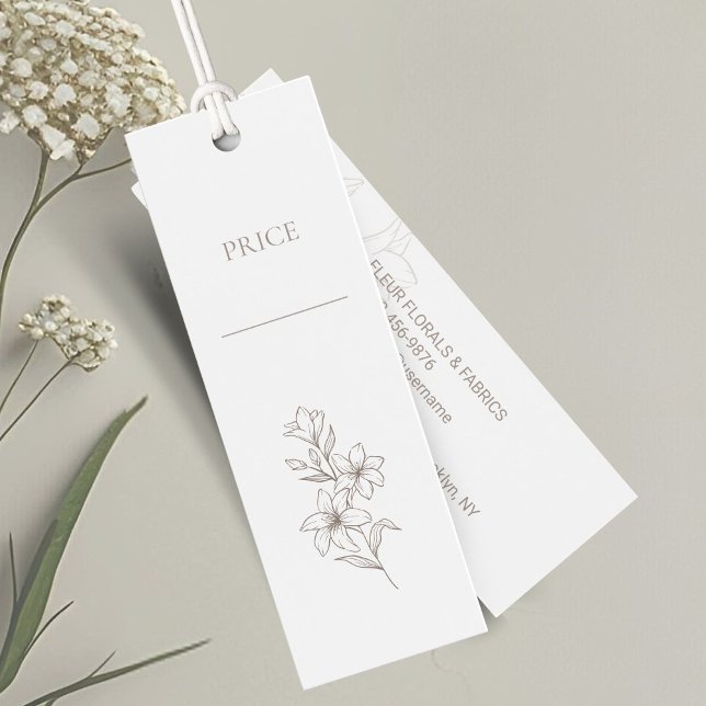 Cartes De Visite Étiquettes Prix Floral Minimal Chic (Créateur téléchargé)