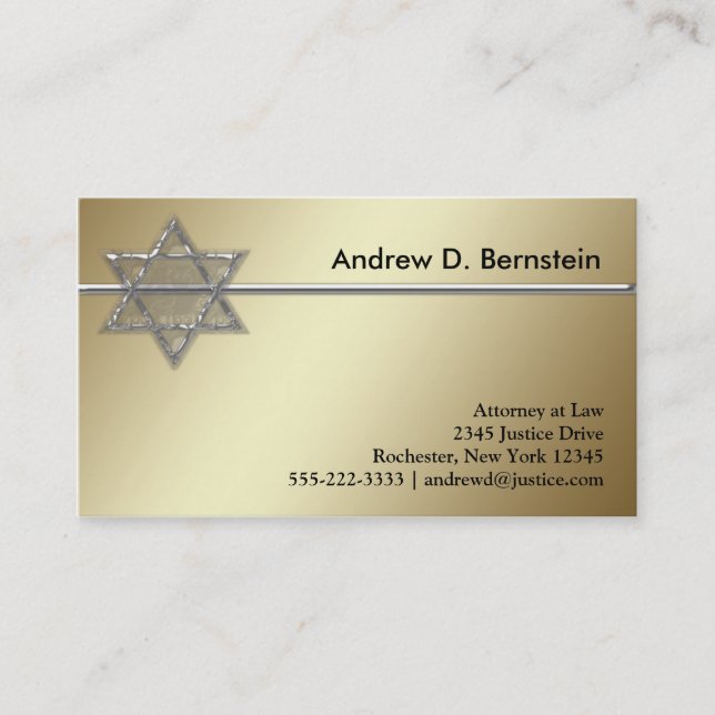 Cartes de visite Étoile d'or de David (Devant)