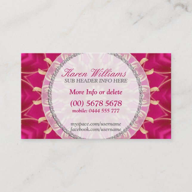 Cartes de visite Étoile Solaire Dorée Rose (Devant)