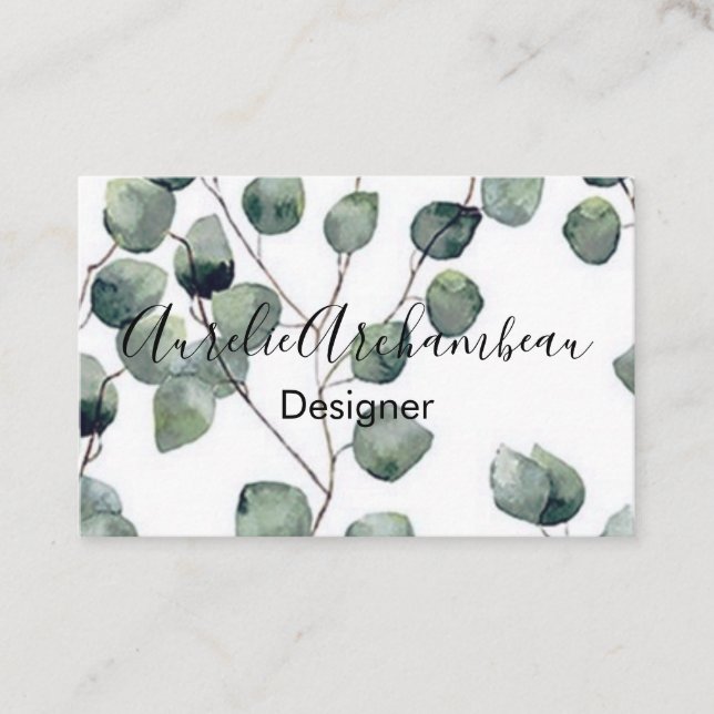 Cartes de visite - Eucalyptus B/W Green Design 2 (Devant)