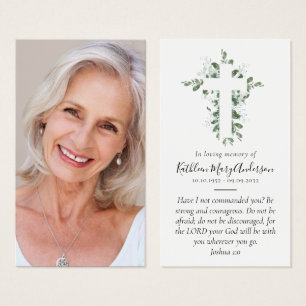 Cartes De Visite Eucalyptus Cross Photo Memorial Prayer Card