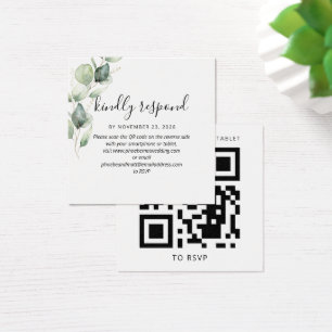 Cartes De Visite Eucalyptus Elegant QR Code Site Mariage RSVP