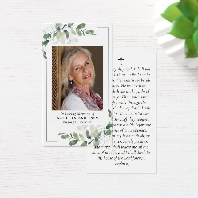 Cartes De Visite Eucalyptus Photo Memorial Prayer Card (Bureau)