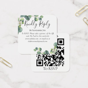 Cartes De Visite Eucalyptus site Mariage de verdure QR Code RSVP