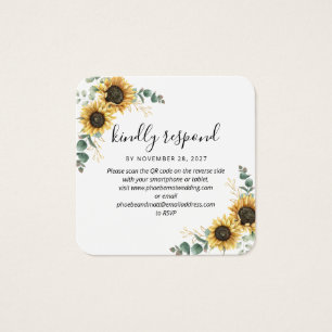 Cartes De Visite Eucalyptus Sunflower QR Code Site Mariage RSVP