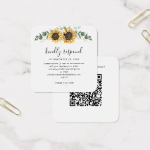 Cartes De Visite Eucalyptus Sunflower QR Code Site Mariage RSVP