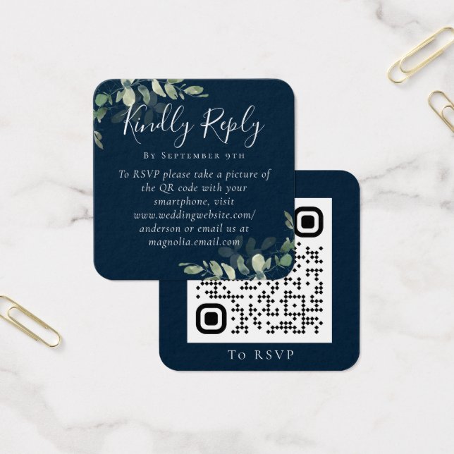 Cartes De Visite Eucalyptus Wedding Website QR Code RSVP (Bureau)