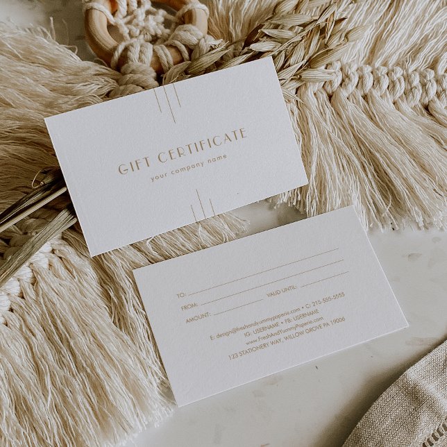 Cartes De Visite EVERLY Gold Art Deco Business Gift Certificate (EVERLY Gold Art Deco Business Gift Certificate)